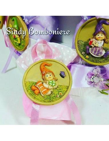 TORTA BOMBONIERA SACCHETTI MAGNETE FOLLETTINA BATTESIMO COMUNIONE CRESI