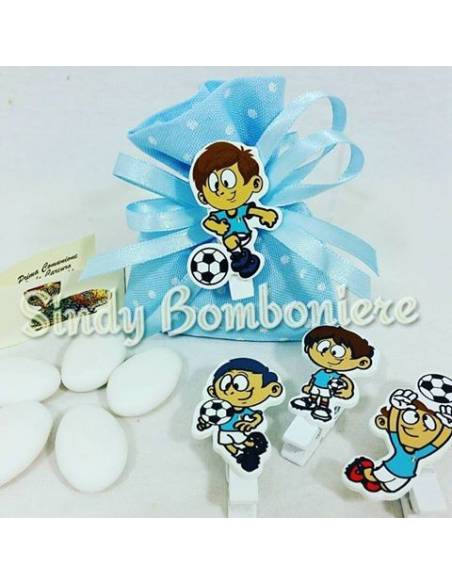 Segnaposto tema calcio con sacchetto per confetti Crispo