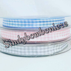 Nastro Quadrettato Double Face 10 mm 20 mt ideale per confezionare bomboniere fai da te