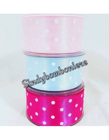 Nastro in Raso Pois 40 mm 20 mt ideale per confezionare bomboniere fai da te