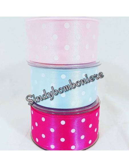 Nastro in Raso Pois 40 mm 20 mt ideale per confezionare bomboniere fai da te