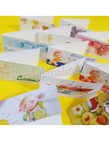 10 Bigliettini personalizzati con frase Nascita e Battesimo STAMPA INCLUSA