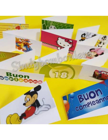 10 Bigliettini Compleanno, Primo Compleanno, Diciottesimo Compleanno personalizzati con frase STAMPA INCLUSA