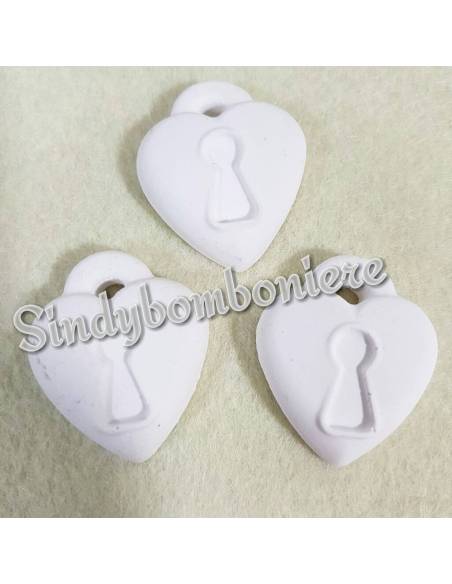 3 Gessetti profumati a forma di cuore lucchetto bomboniere matrimonio promessa