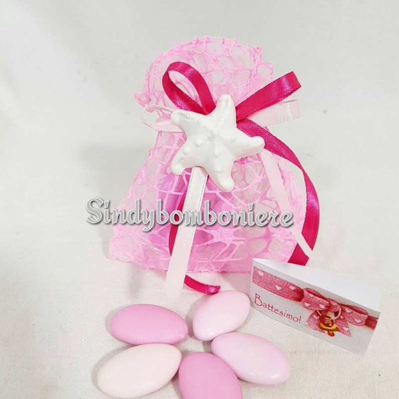 sacchetti portaconfetti bomboniere stile mare con stella gessetto profumato