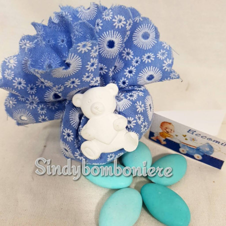 sacchetti portaconfetti nascita economici con gessetto profumato orsacchiotto