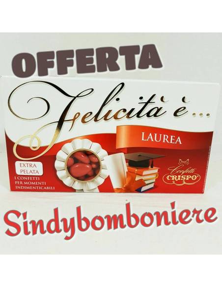 Confetti rossi alla mandorla Crispo offerta online 350pezzi ideali per bomboniere laurea