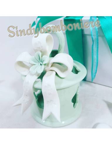 Lanterna porcellana traforata per candela bomboniera elegante ed originale 