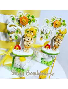 Originali Bomboniere Battesimo Albero della Vita angioletto con magnete sole luna e nuvola 2