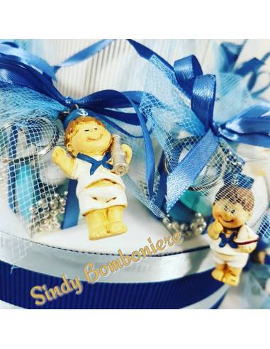 Torta bomboniere Battesimo bimbo marinaio stile mare portachiavi assortiti1