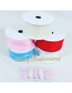 Nastro Tubolare portaconfetti  38 mm 10 mt ideale per confezionare bomboniere fai da te