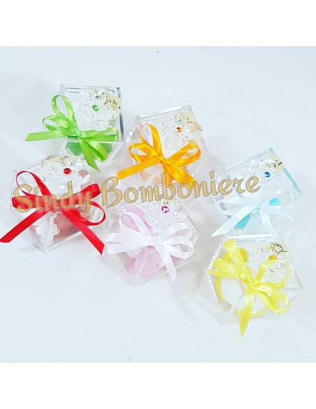 BOMBONIERE PLEXIGLASS fiore cristallo confetti strass colori