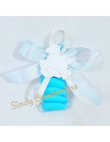 BOMBONIERA SEGNAPOSTO PENSIERINO nascita battesimo gessetto cavalluccio pony