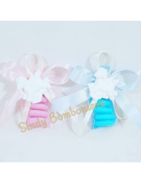 BOMBONIERA SEGNAPOSTO PENSIERINO nascita battesimo gessetto cavalluccio pony