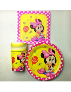 SET MINNIE 20 tovaglioli + 20 piatti + 20 bicchieri  feste compleanno nascita 