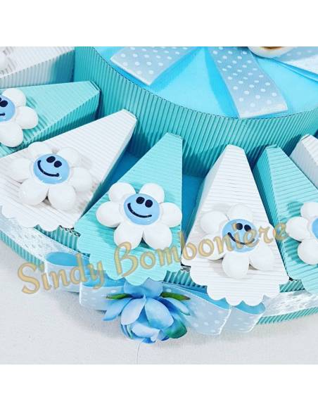 TORTA BOMBONIERE FIORE smile magnete bimbo SPEDIZIONE INCLUSA battesimo nascita 1° compleanno