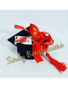 BOMBONIERA LAUREA TOCCO vellutato placchetta argentata PORTA CONFETTI