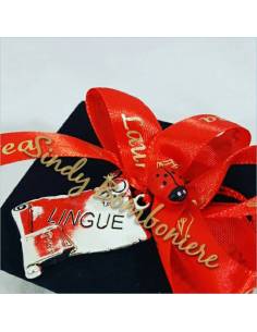 BOMBONIERA LAUREA TOCCO vellutato placchetta argentata PORTA CONFETTI 2