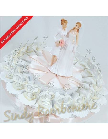 TORTA BOMBONIERA FEDI CLIP unione civile donne SPEDIZIONE INCLUSA matrimonio