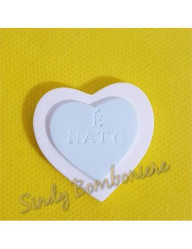 FAI DA TE 3pz GESSETTO è NATO cuore azzurro bomboniere nascita