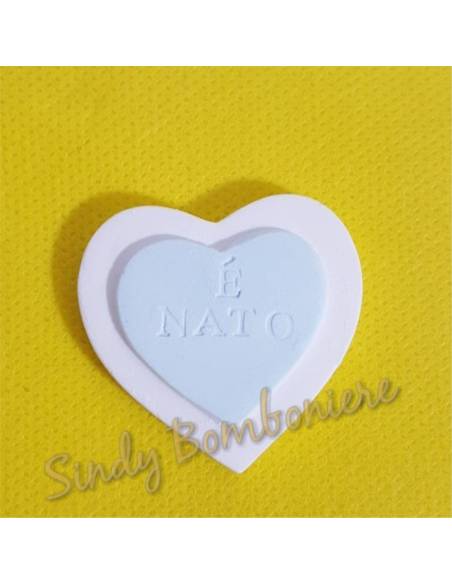 FAI DA TE 3pz GESSETTO è NATO cuore azzurro bomboniere nascita