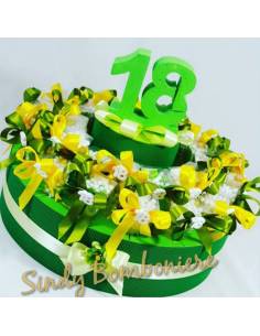 TORTA BOMBONIERE 18 ANNI porta confetti scatoline con gessetto diciottesimo