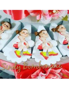 BOMBONIERA BATTESIMO COMPLEANNO torta con profumatore pallone SPORT PALLAVOLO bimba ragazza 2