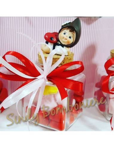 Bomboniera nascita battesimo torta vasetti BIMBA marshmallow orologio farfalla