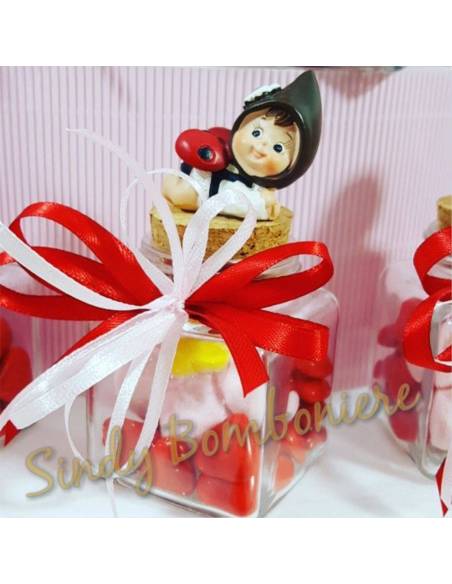 Bomboniera nascita battesimo torta vasetti BIMBA marshmallow orologio farfalla