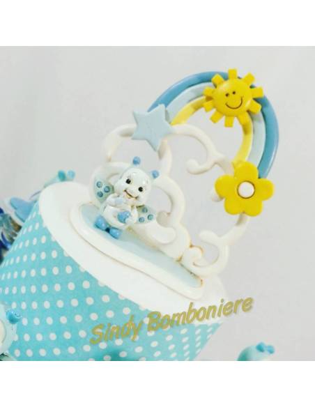 Bomboniere Battesimo bimbo con barattoli portaconfetti