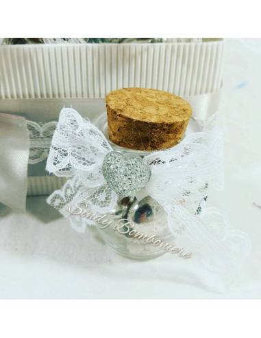 Bomboniere segnapsto torta vasetti ad anfora matrimonio anniversario decorati con nastrino