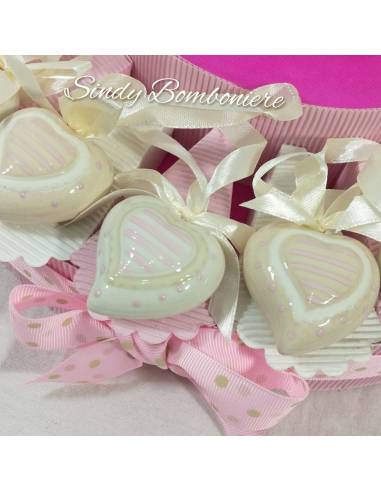 Torta vassoio porta bomboniere con vasetti con orsetti argentati battesimo nascita