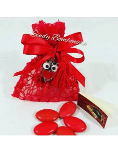 Bomboniera laurea ciondolo gufetto rosso simpatico portachiavi con nappina rossa 2