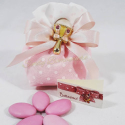 Sacchetto portaconfetti rosa per Battesimo bambina