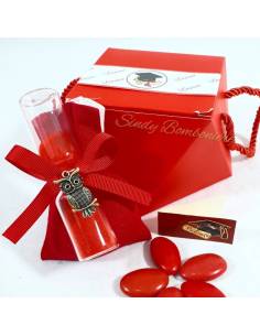 Bomboniera per laurea sacchettino portaconfetti con gufo di vetro colorato ETM QUADRIFOGLIO LINEA ARTEMISIA 2