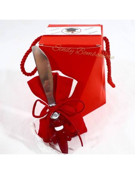 Bomboniera sacchetto per confetti laurea con coltello ETM QUADRIFOGLIO LINEA ARTEMISIA