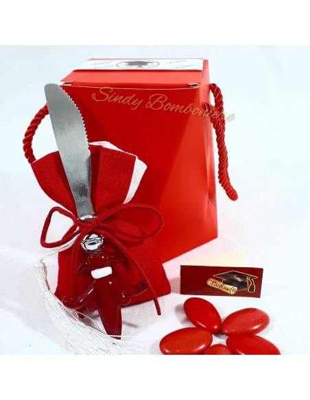 Bomboniera sacchetto per confetti laurea con coltello ETM QUADRIFOGLIO LINEA ARTEMISIA