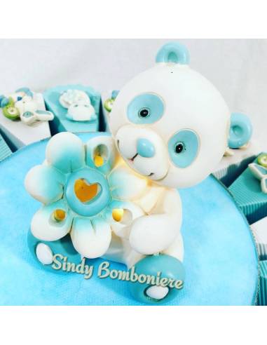 Idea bomboniera 1° compleanno battesimo nascita torta bimbo animaletti magnete assortiti azzurro