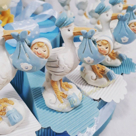 Bomboniera con cicogne da appoggio maschietto centrale salvadanaio Torta Bomboniera