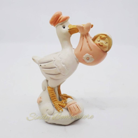 Torta battesimo nascita bambina a tema cicogne con bambino con centrale salvadanaio