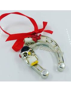 Tocco in resina nero con clip portamessaggi e nappina con sacchetto BOMBONIERA LAUREA 2