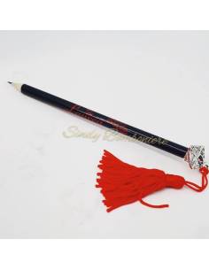 Originale bomboniera idea per laurea sacchettino veletto + matita nera confetti + bigliettino pensiero 2