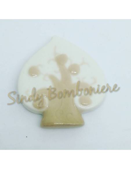 Bomboniere per comunione cresima battesimo con albero della vita in porcellana magnete uccellini