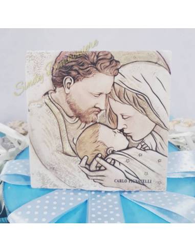 TORTA BOMBONIERA BIBBIA libro aperto nappina bianca SACRA FAMIGLIA per battesimo BIMBO