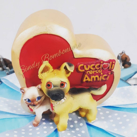 TORTA BOMBONIERE CAGNOLINO portachiavi bimbo SPEDIZIONE INCLUSA battesimo nascita