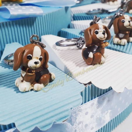 TORTA BOMBONIERE CAGNOLINO portachiavi bimbo SPEDIZIONE INCLUSA battesimo nascita