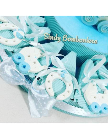 TORTA BOMBONIERA cavalluccio dondolo bimbo SPEDIZIONE INCLUSA nascita battesimo 1° compleanno
