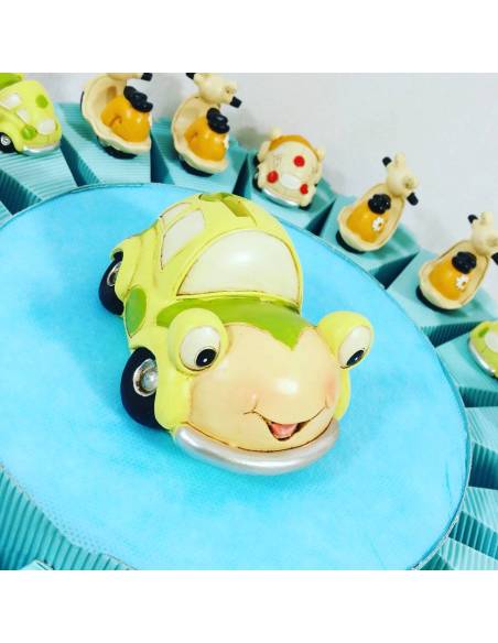 Torta BOMBONIERA con MACCHININE 500 e Portafoto per NASCITA COMPLEANNO BATTESIMO prima comunione CRESIMA