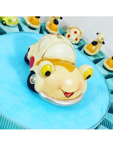 Torta BOMBONIERA con MACCHININE 500 e Portafoto per NASCITA COMPLEANNO BATTESIMO prima comunione CRESIMA