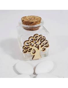 Vasetto portaconfetti laurea biologia e chimica decorato con nastro rosso con pendente a forma molecola